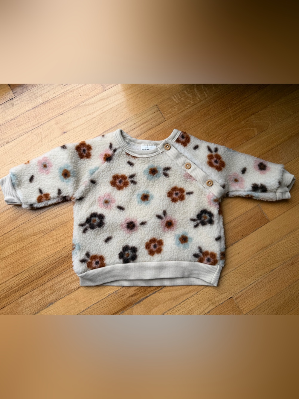 Cozy Floral Sherpa Sweater - Cream with Multi Floral Print